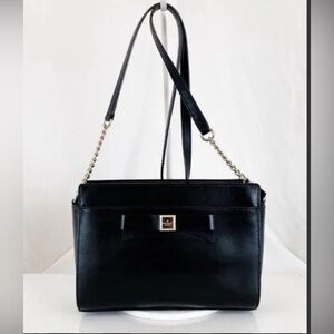 RARE KATE SPADE PATENT LEATHER HANDBAG W CHAIN CROSSBODY OR SHOULDER BLACK